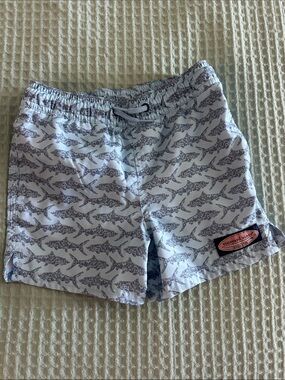 Vineyard Vines Light Blue Shorts with Navy Shark Print